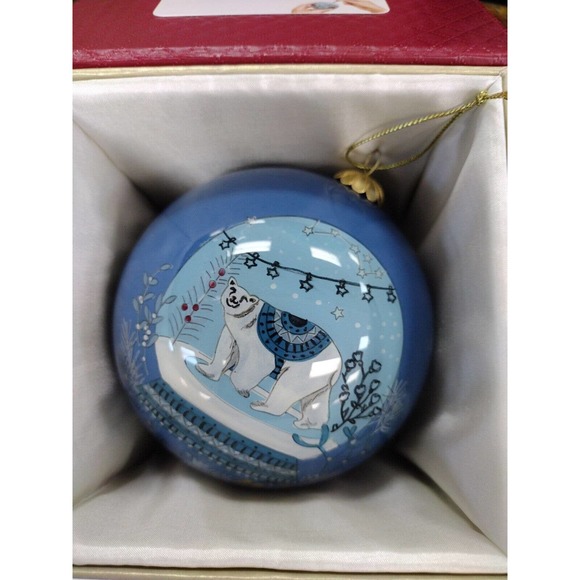Cost Plus World Market Other - World Market Li Bien Glass Ornament 2022 Polar Bear Let It Snow Blue White 4”
